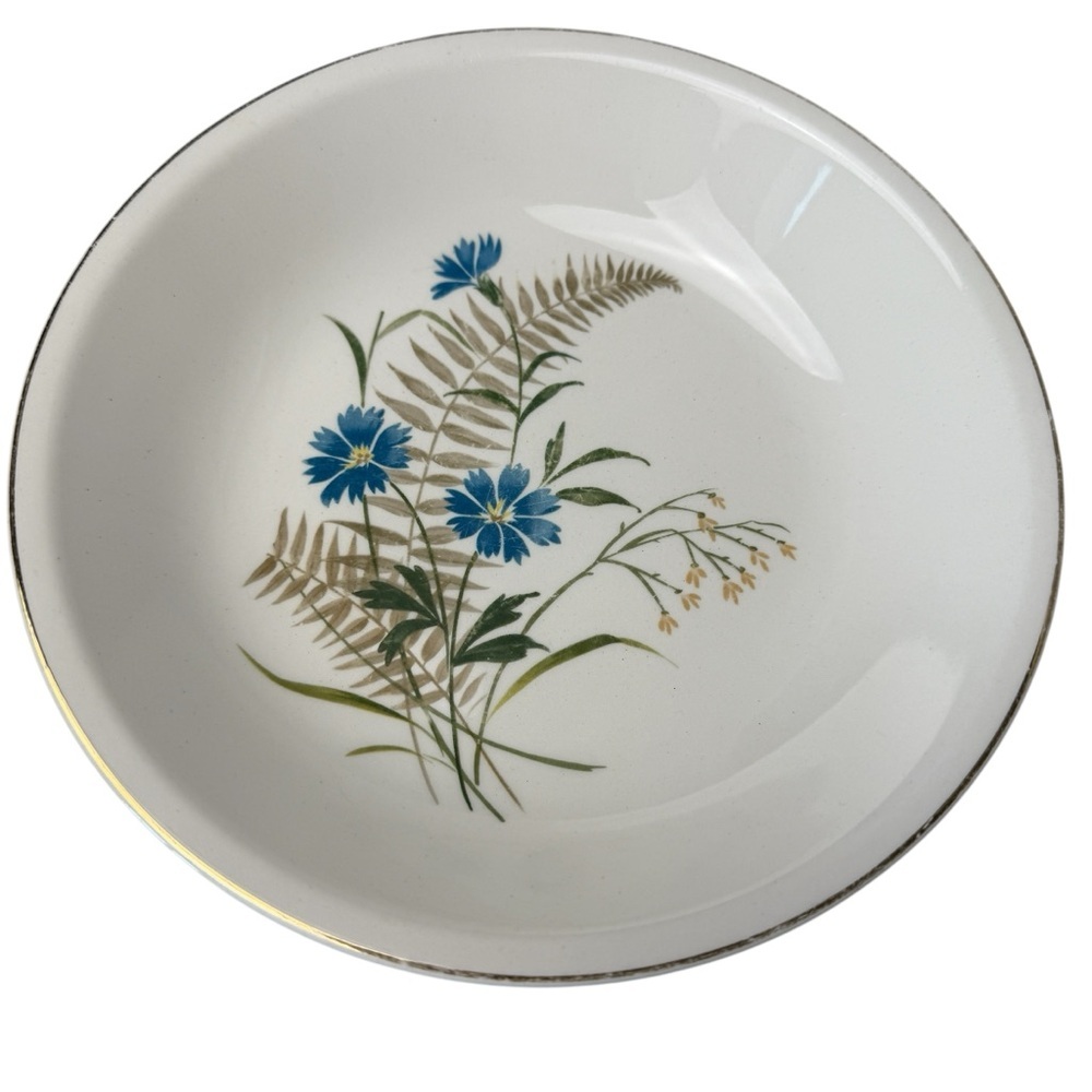 Paden City Pottery Bluebell Bowl /Dinner Plate USA Oven Proof 8” Wildflower MCM - Picture 7 of 16